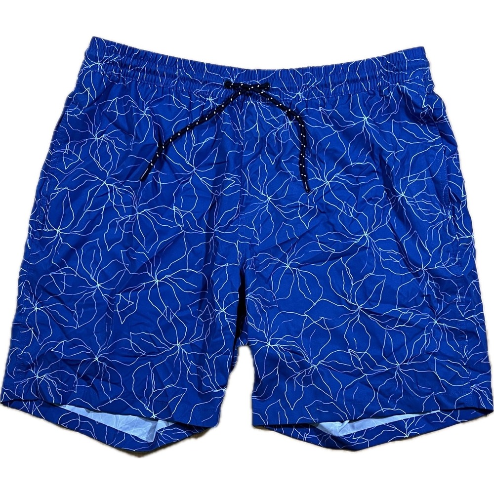 Free Assembly Swim Trunks Mens Large Blue Floral Bathing Suit Beach‎ Summer Surf